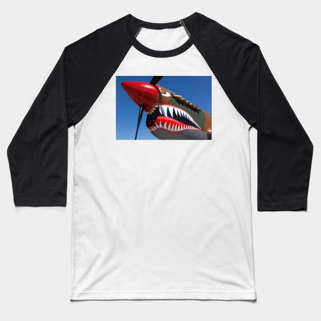 Flying tiger plane Baseball T-Shirt by photogarry
